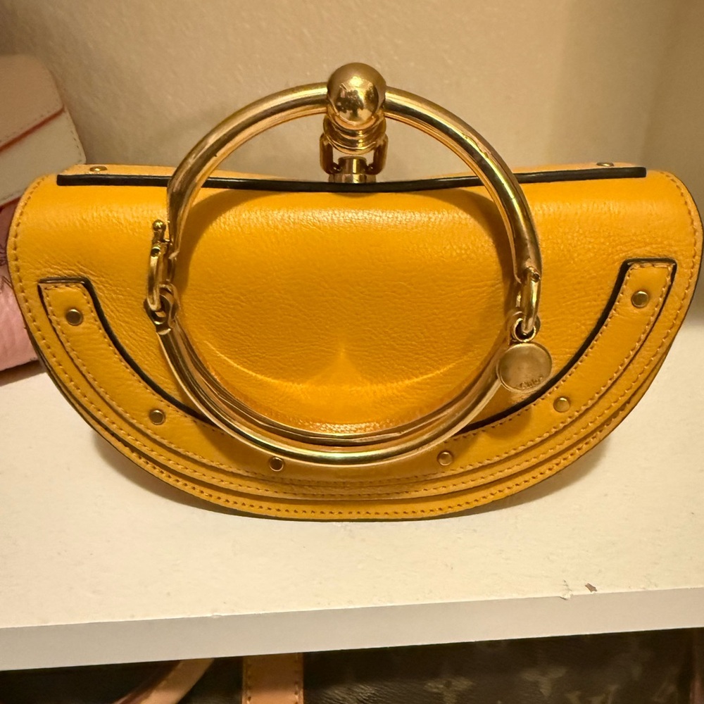 Celine Yellow Leather Wristlet with Gold Accents - Picture 2 of 8
